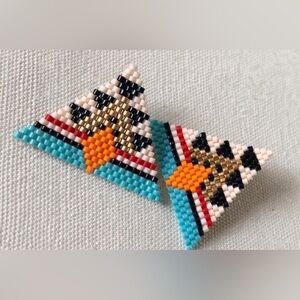 Geometric Beaded Triangle Earrings